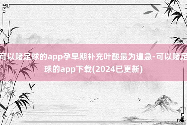 可以赌足球的app孕早期补充叶酸最为遑急-可以赌足球的app下载(2024已更新)