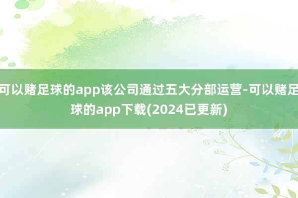 可以赌足球的app该公司通过五大分部运营-可以赌足球的app下载(2024已更新)